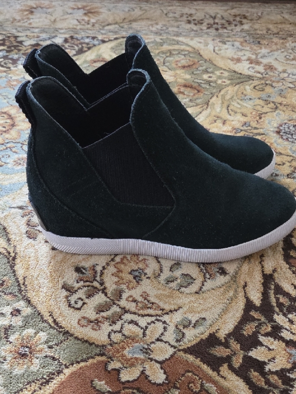 Sorel Black Wedge Chelsea Ankle Boots